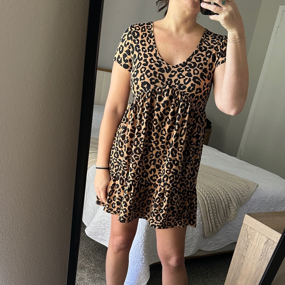 Blue Rain Leopard Print Mini Dress
